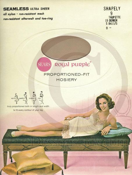 Royal Purple Old Sheer Seamless Stockings Sz 9