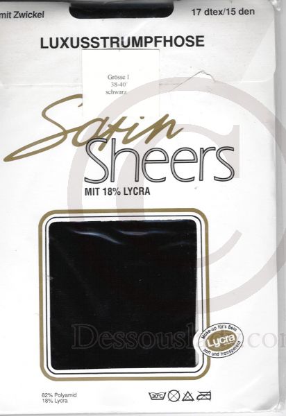 Satin Sheers Black Nylon Pantyhose 15 Den