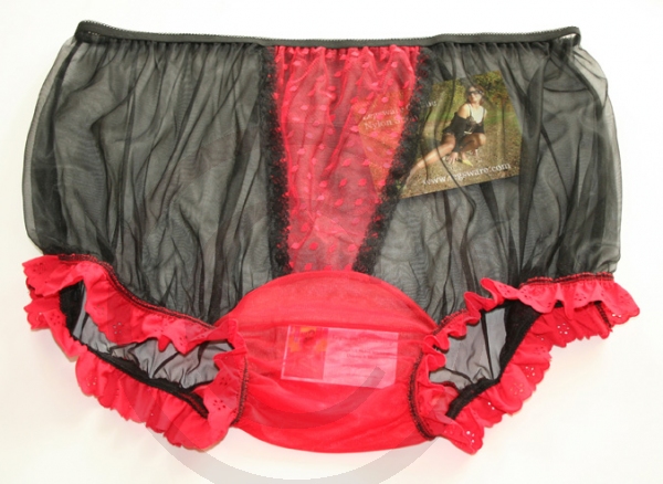 Pin-Up Style Sheer Black Nylon Panty Large