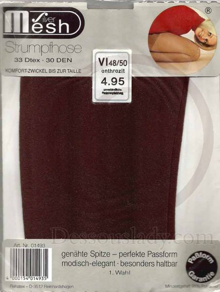 Silver Mesh Vintage Strumpfhose Nylons 48-50 XL