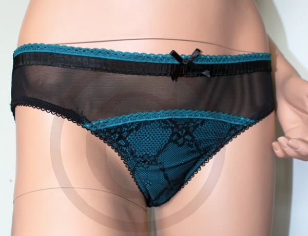 Sexy transparenter schwarzer Spitzen Damenslip