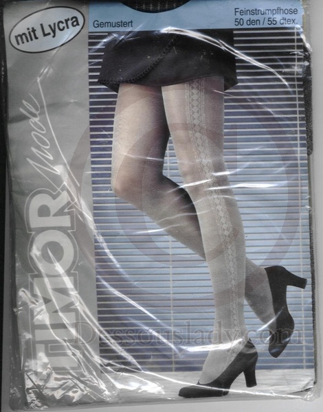 50 Den Muster Deckstrumpfhose mit Lycra 42-44